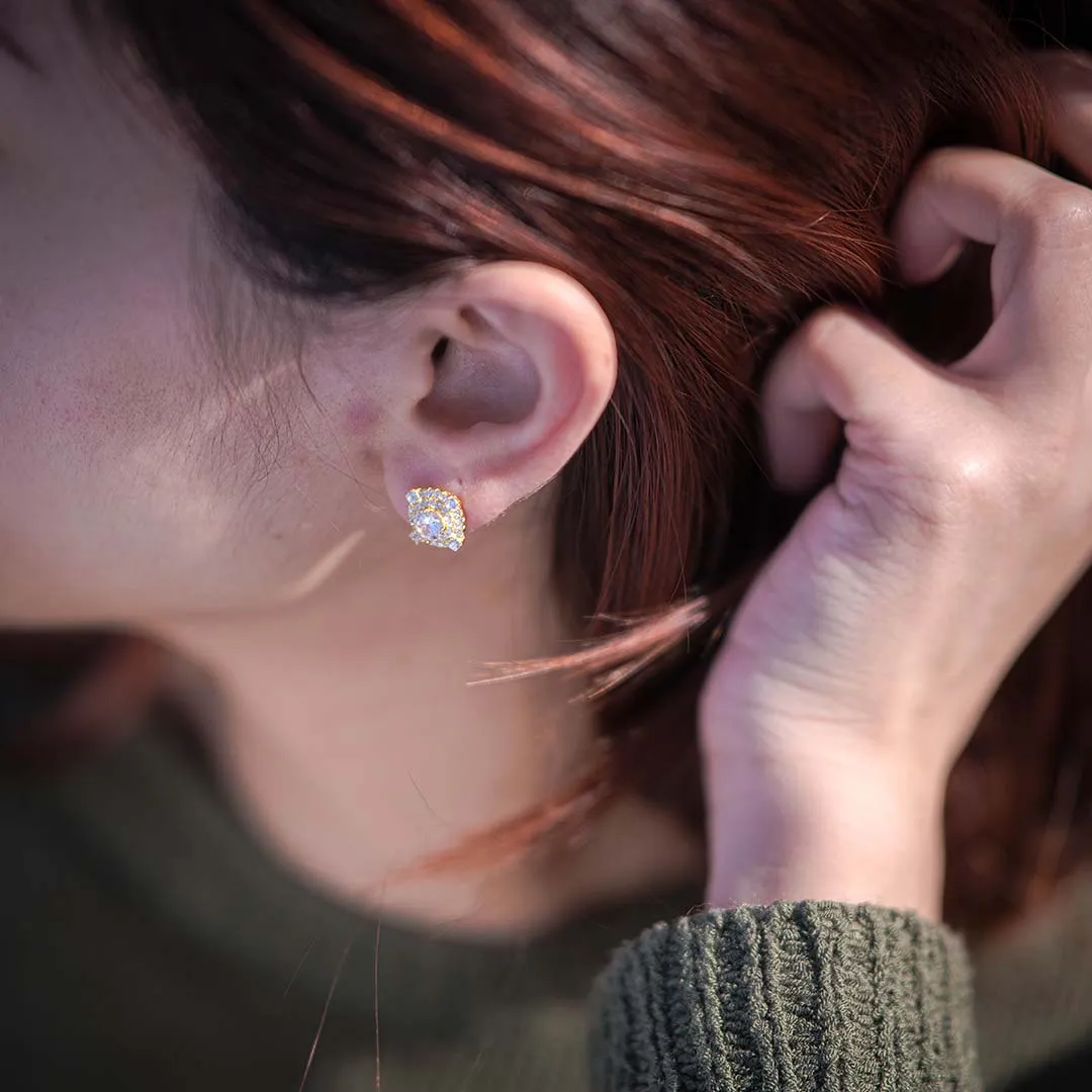 [-50%] Pave Frame Stud Earrings