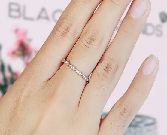 0.08Ct 1.2mm Half Eternity Art Deco Diamond Ring