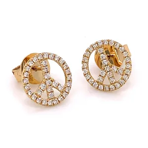 0.26CT T.W. Peace Symbol Pave Diamond Earrings
