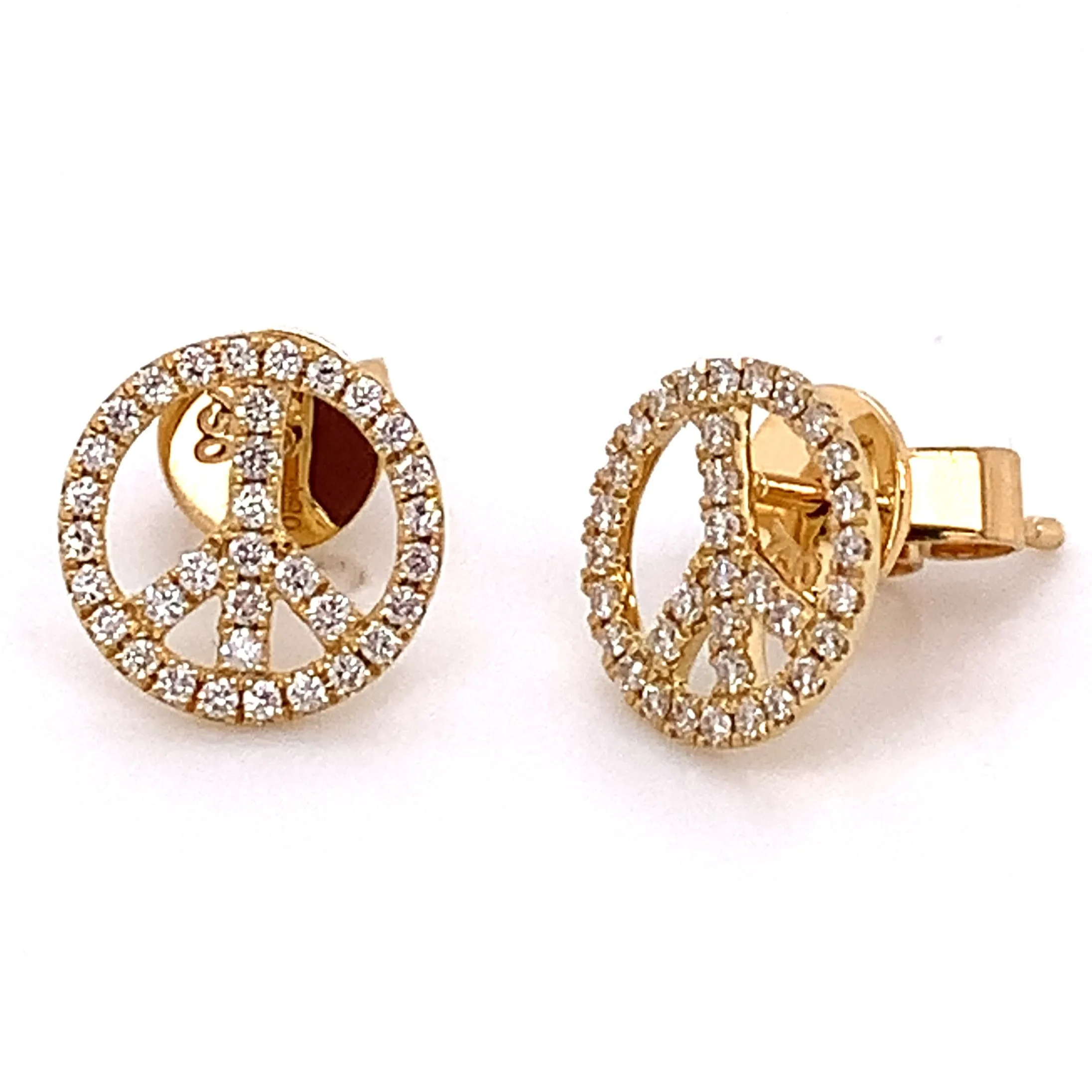 0.26CT T.W. Peace Symbol Pave Diamond Earrings
