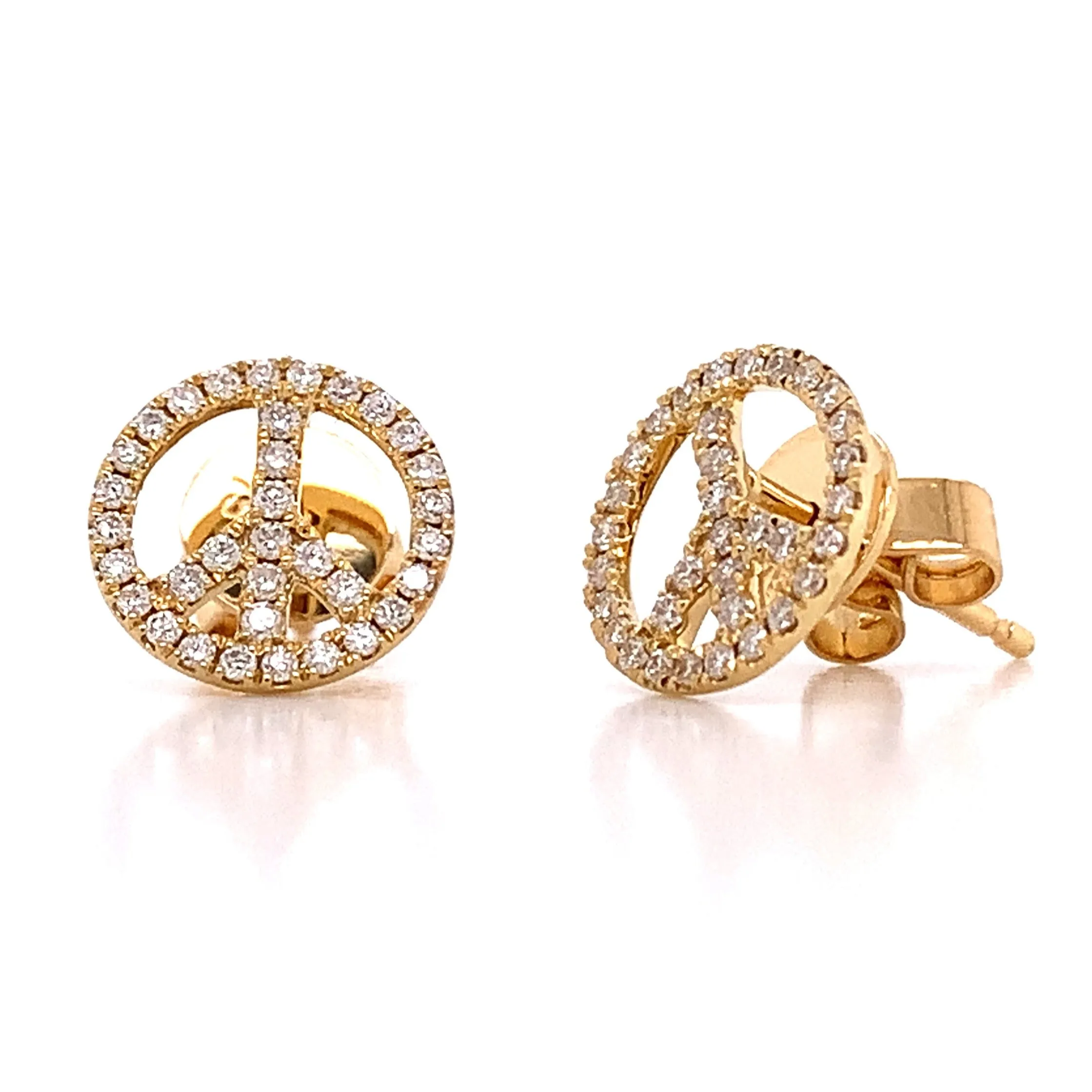 0.26CT T.W. Peace Symbol Pave Diamond Earrings