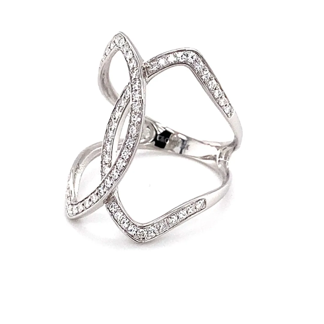 0.41 CTW DEW Moissanite Butterfly Statement Ring in 14K White Gold