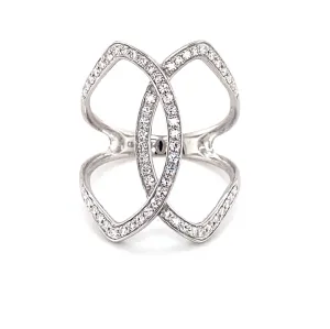 0.41 CTW DEW Moissanite Butterfly Statement Ring in 14K White Gold