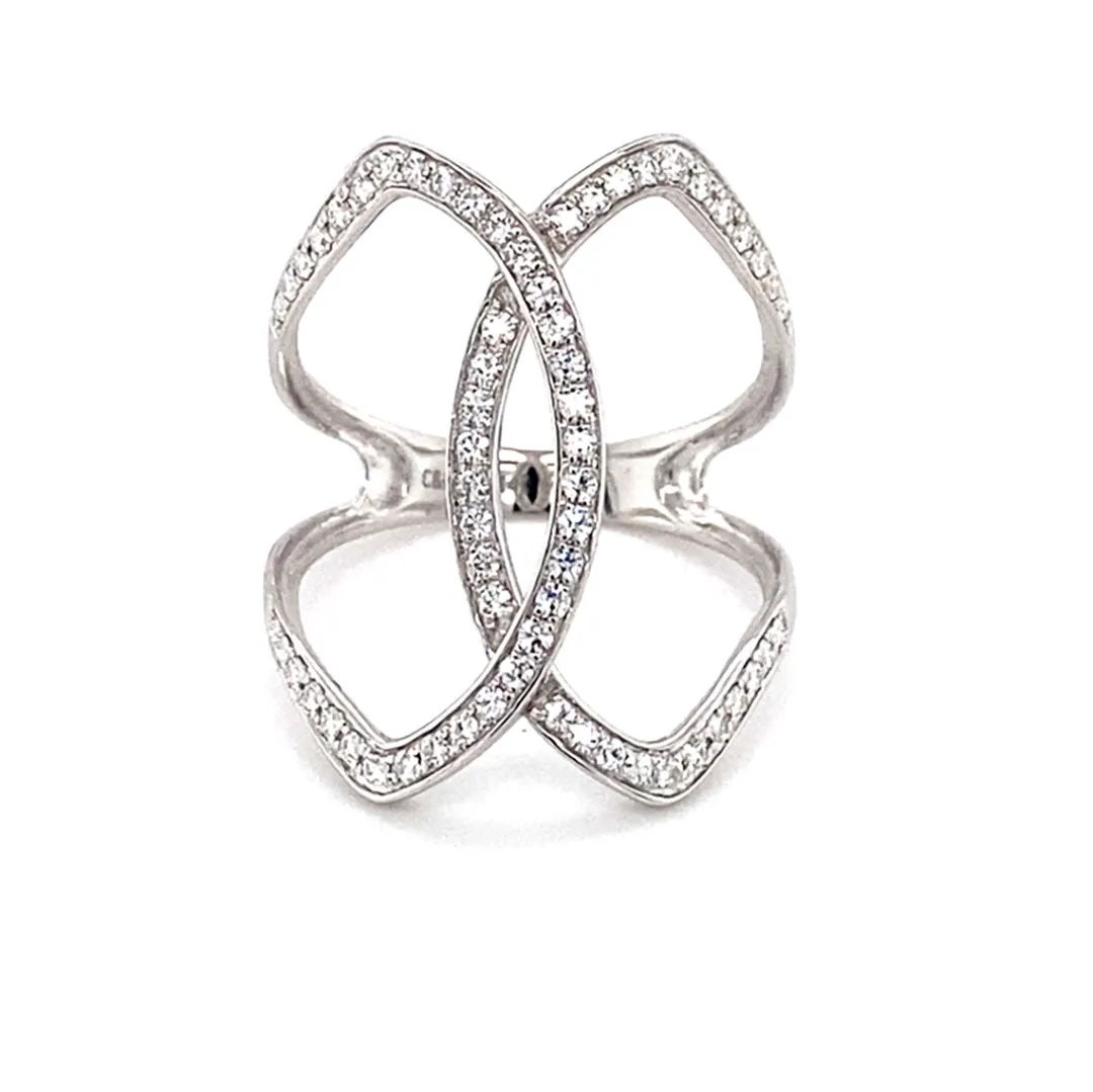 0.41 CTW DEW Moissanite Butterfly Statement Ring in 14K White Gold