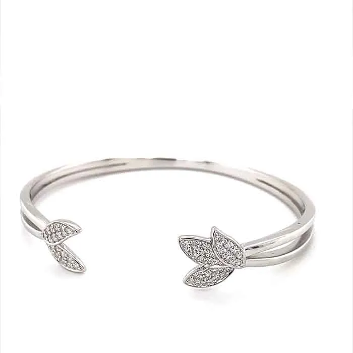 0.43 CTW DEW Moissanite Floral Cuff in Sterling Silver
