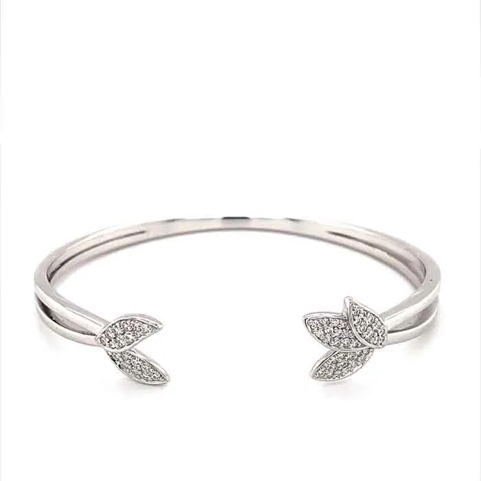 0.43 CTW DEW Moissanite Floral Cuff in Sterling Silver