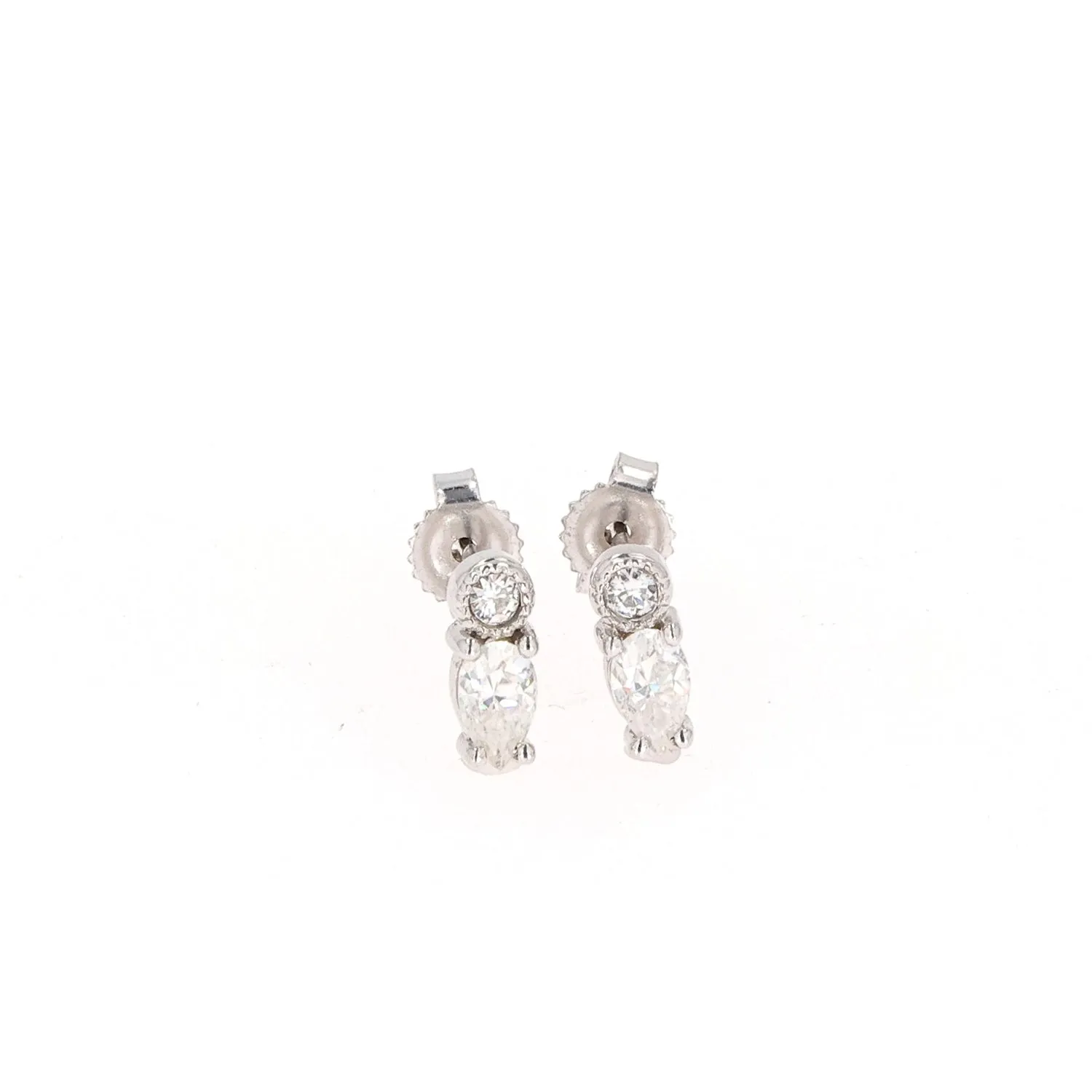 0.48 CTW DEW Round and Pear Moissanite Mini Stud Earrings in 10K White Gold
