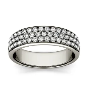 0.64 CTW DEW Round Moissanite Three-Row Band in 14K White Gold