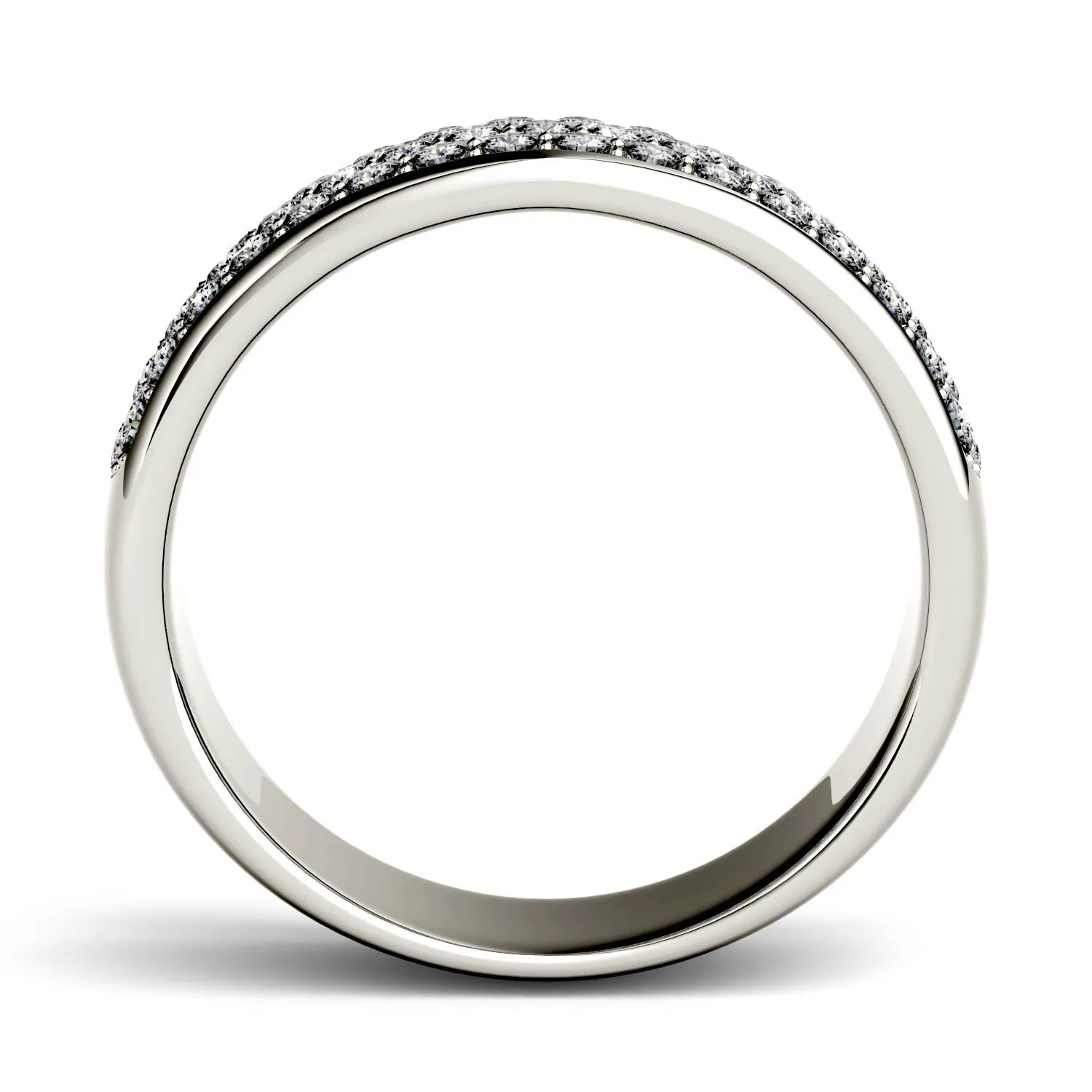 0.64 CTW DEW Round Moissanite Three-Row Band in 14K White Gold