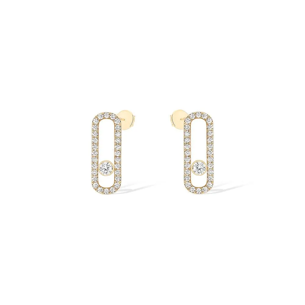 0.67ctw Yellow Gold Diamond Pavé-Set Earrings