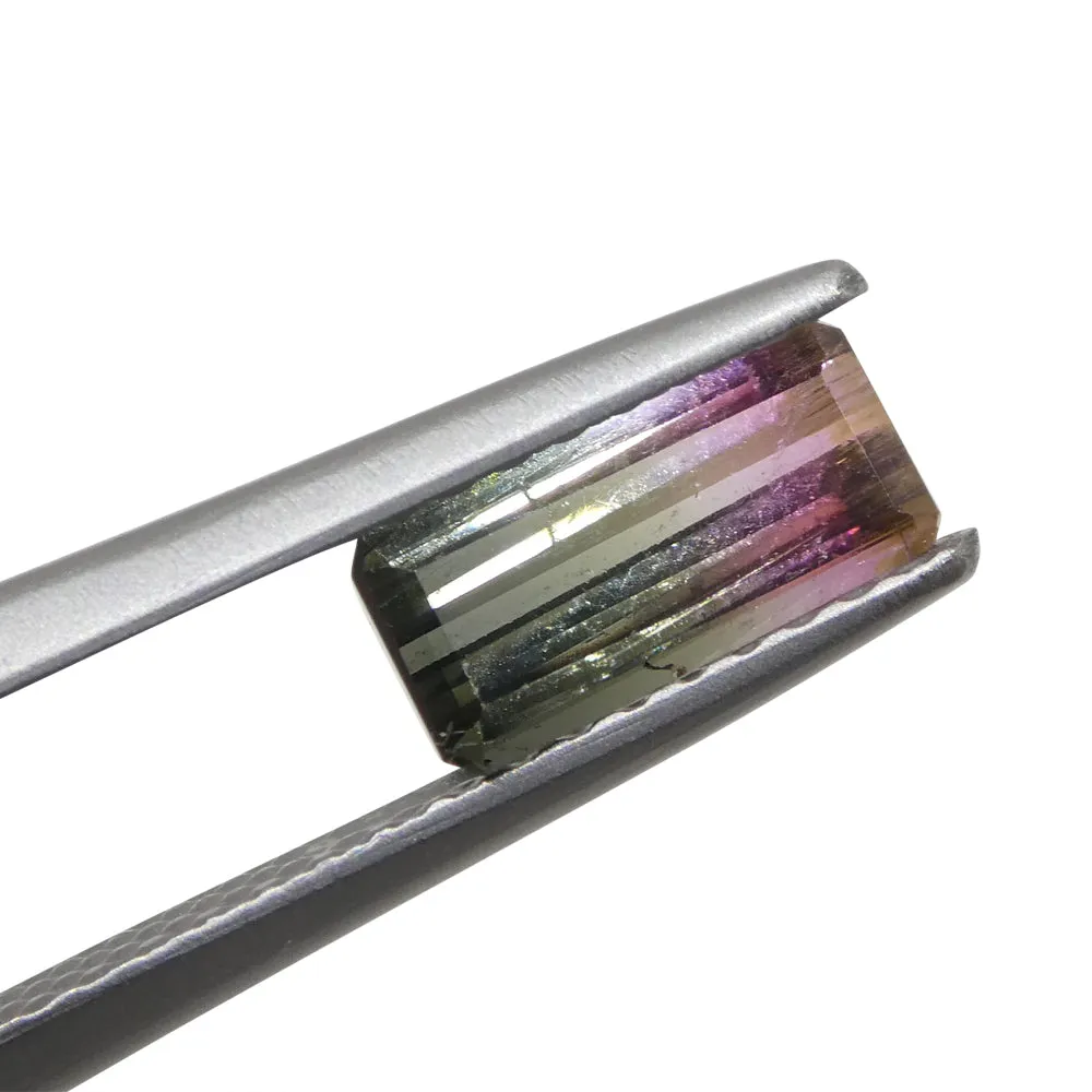 0.69ct Emerald Cut Green & Pink Bi-Colour Tourmaline