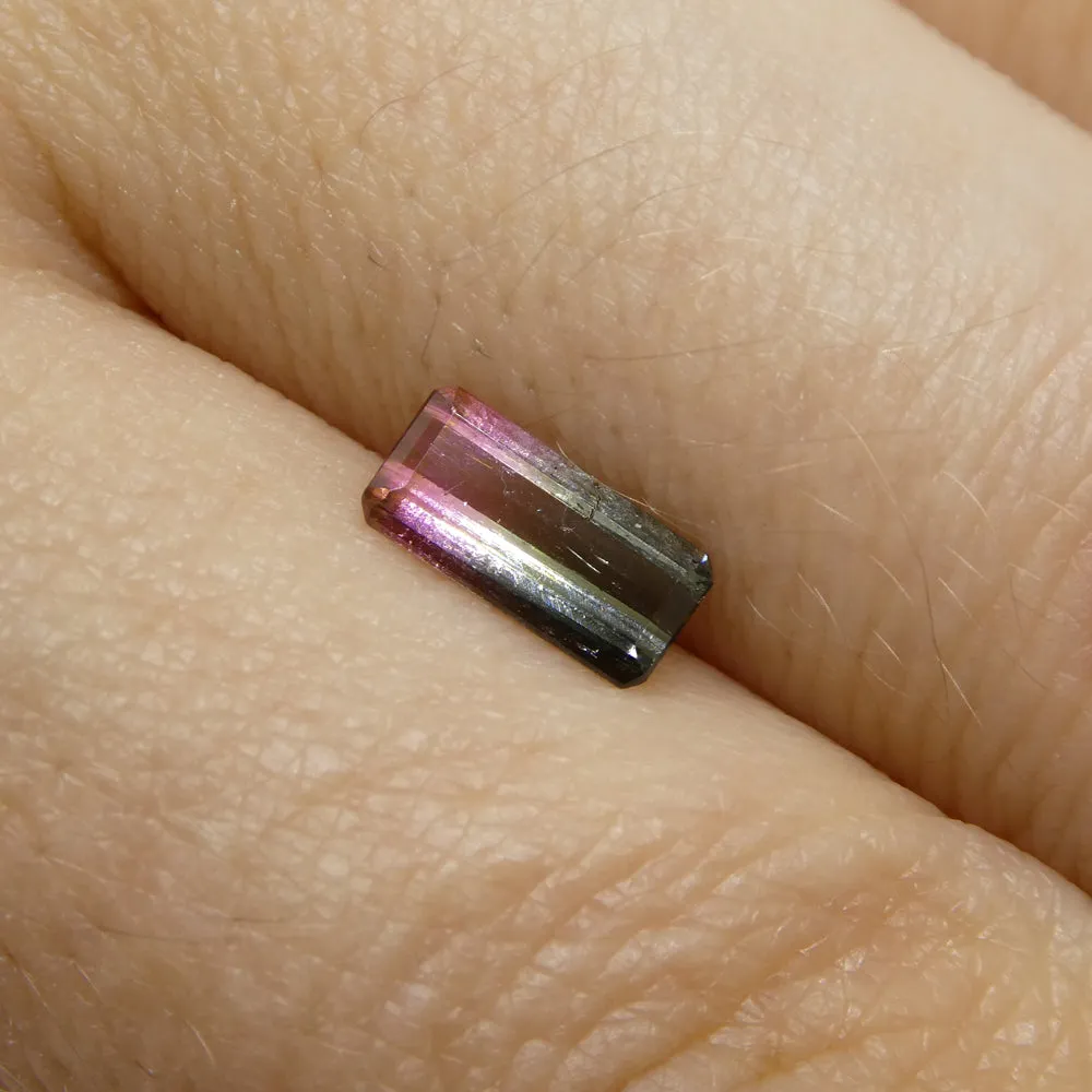 0.69ct Emerald Cut Green & Pink Bi-Colour Tourmaline
