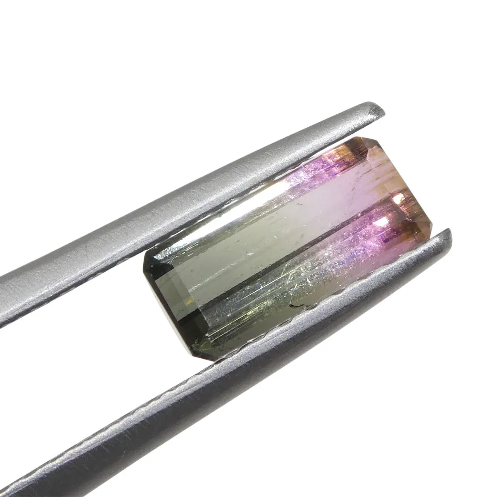 0.69ct Emerald Cut Green & Pink Bi-Colour Tourmaline