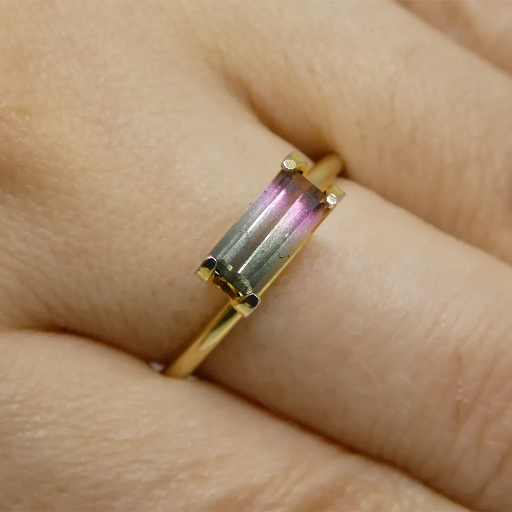0.69ct Emerald Cut Green & Pink Bi-Colour Tourmaline