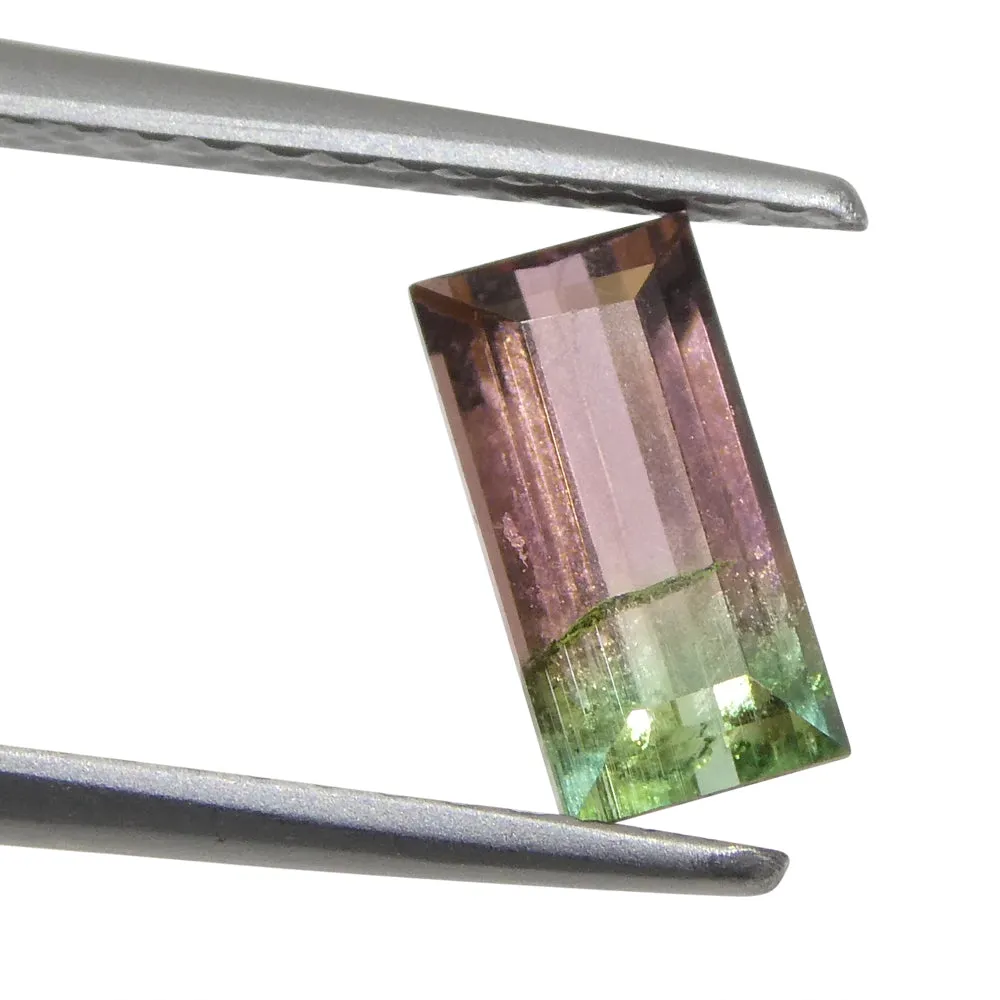0.75ct Emerald Cut Pink & Green Bi-Colour Tourmaline