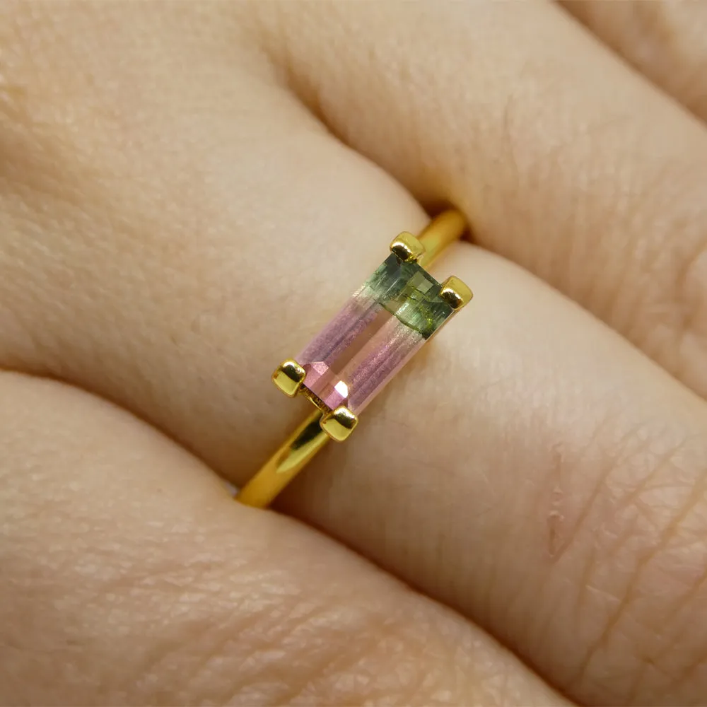 0.75ct Emerald Cut Pink & Green Bi-Colour Tourmaline