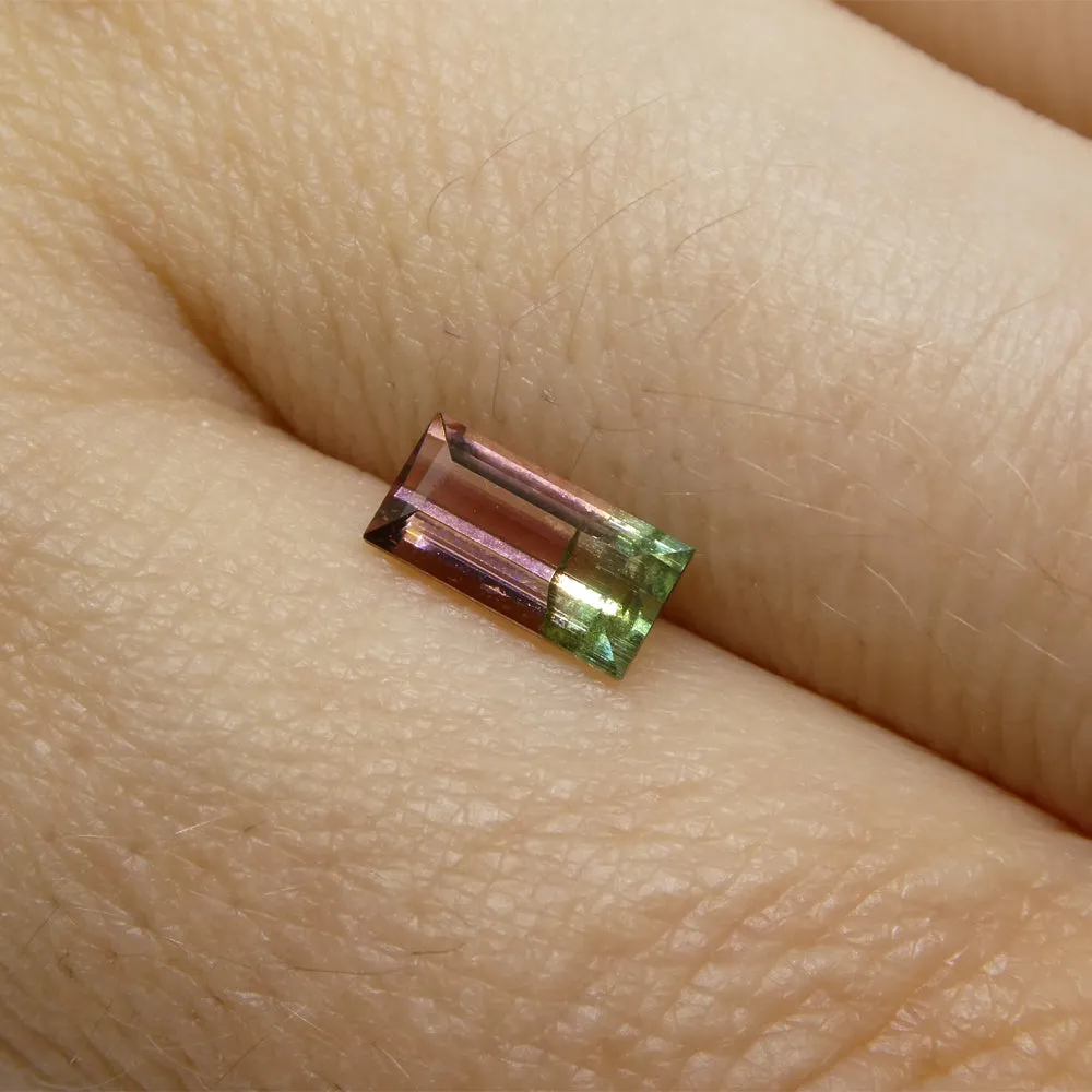 0.75ct Emerald Cut Pink & Green Bi-Colour Tourmaline