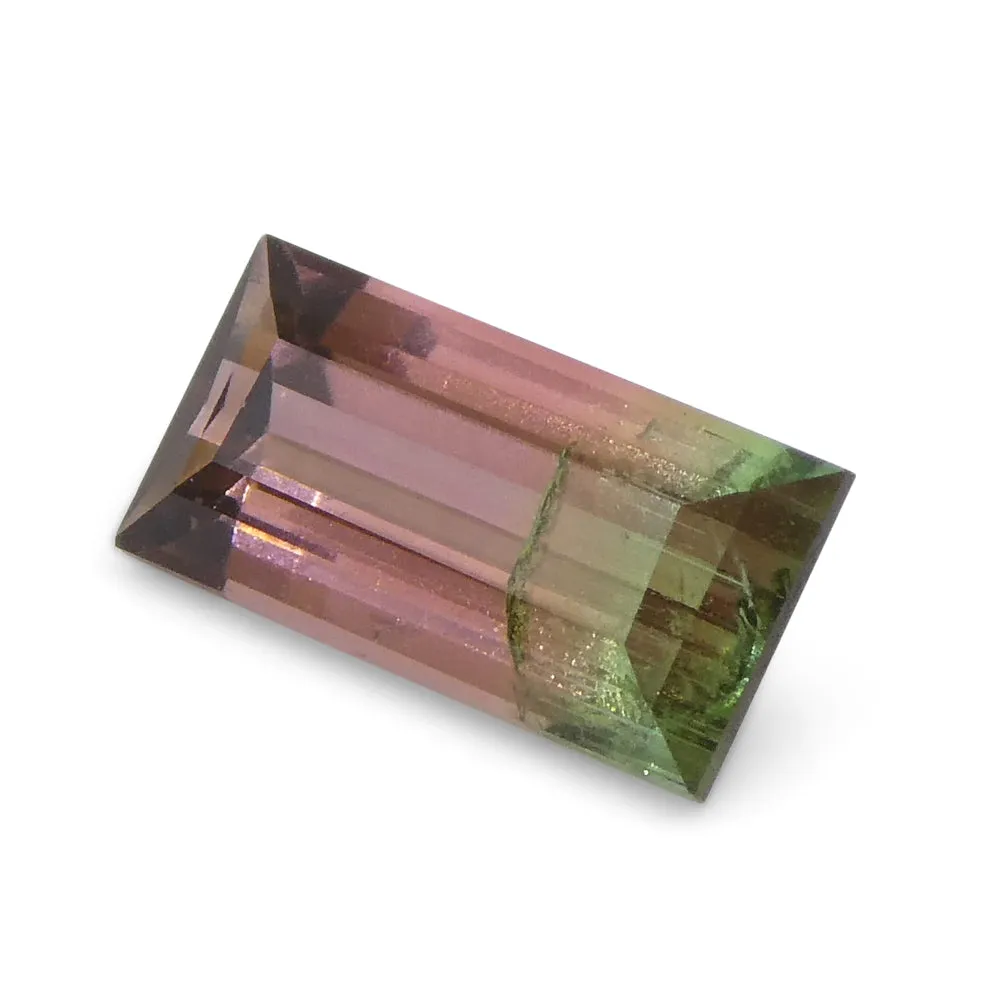 0.75ct Emerald Cut Pink & Green Bi-Colour Tourmaline