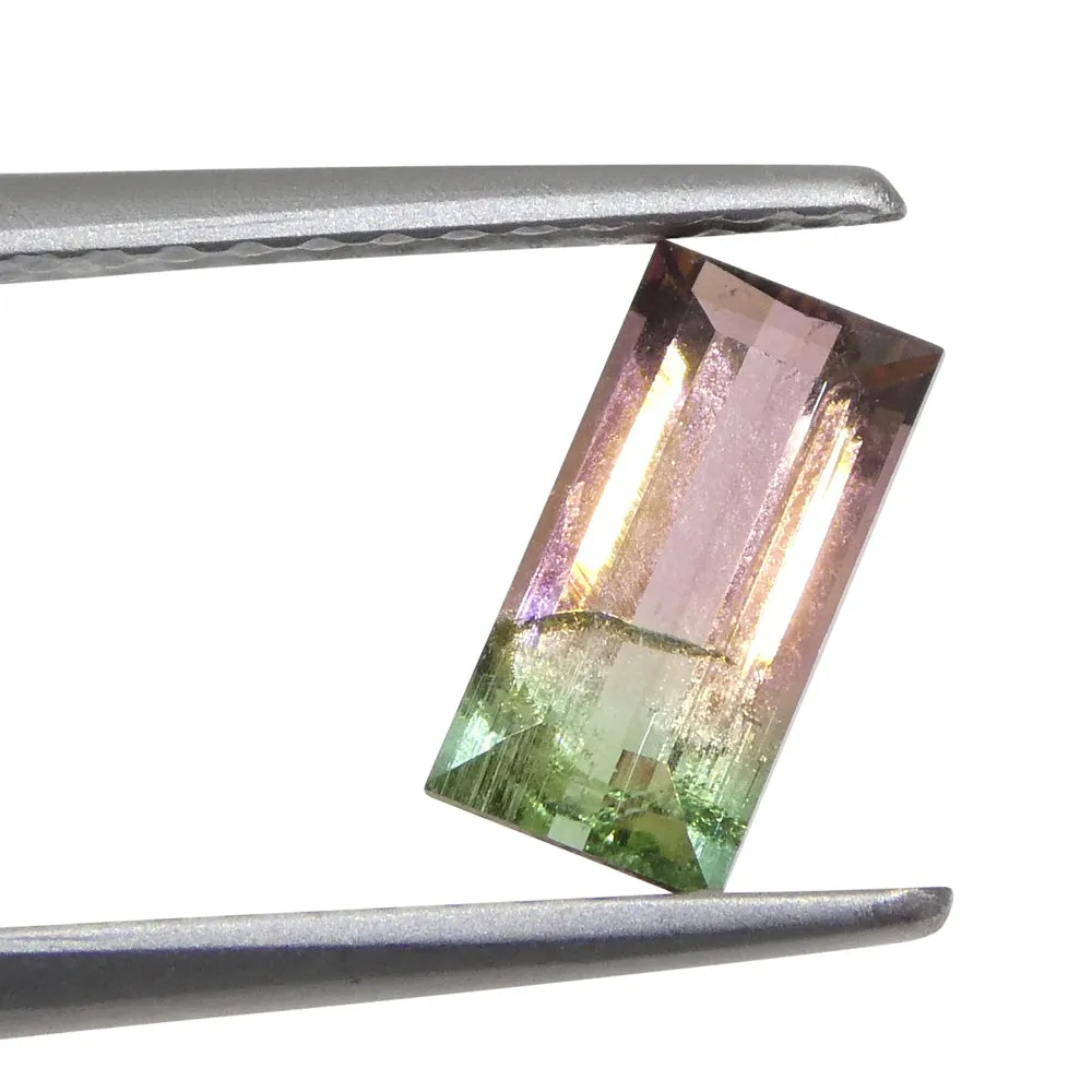 0.75ct Emerald Cut Pink & Green Bi-Colour Tourmaline