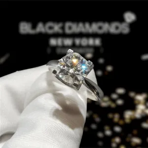 1-3ct Round Cut D Color Diamond Cow Head Engagement Ring