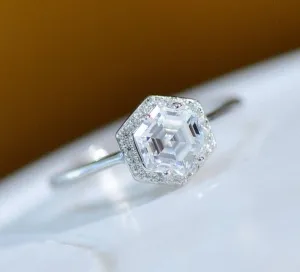 1 Carat Hexagon Cut Diamond Diamond Engagement Ring