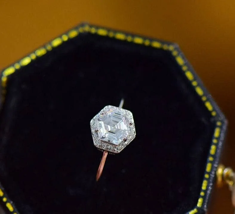 1 Carat Hexagon Cut Diamond Diamond Engagement Ring