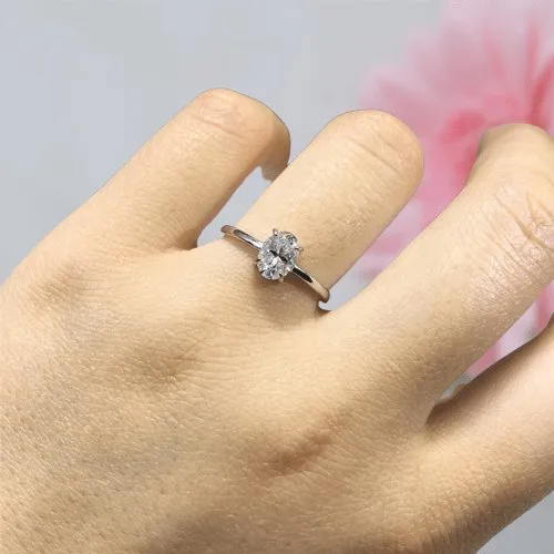 1 carat Oval Cut D Color Diamond Engagement Ring