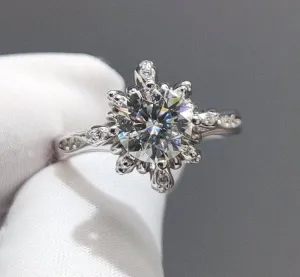 1 Carat Round Cut D Color Diamond Trevi Fountain Engagement Ring