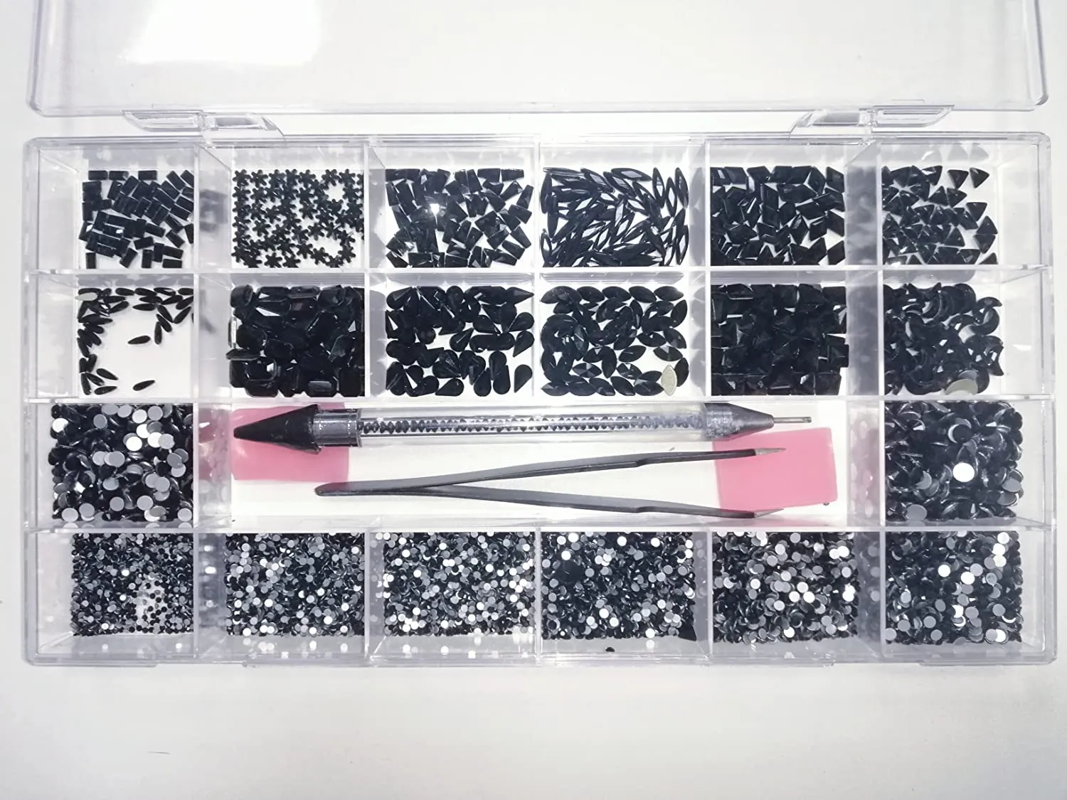 10320Pcs Nail Rhinestones for Nails, Bedazzler Kit with Rhinestones for Crafts, Hotfix rhinestones for Clothes Makeup, Crystal AB Black Rhinestones Diamonds Nail Gems and Rhinestones for Nail Art