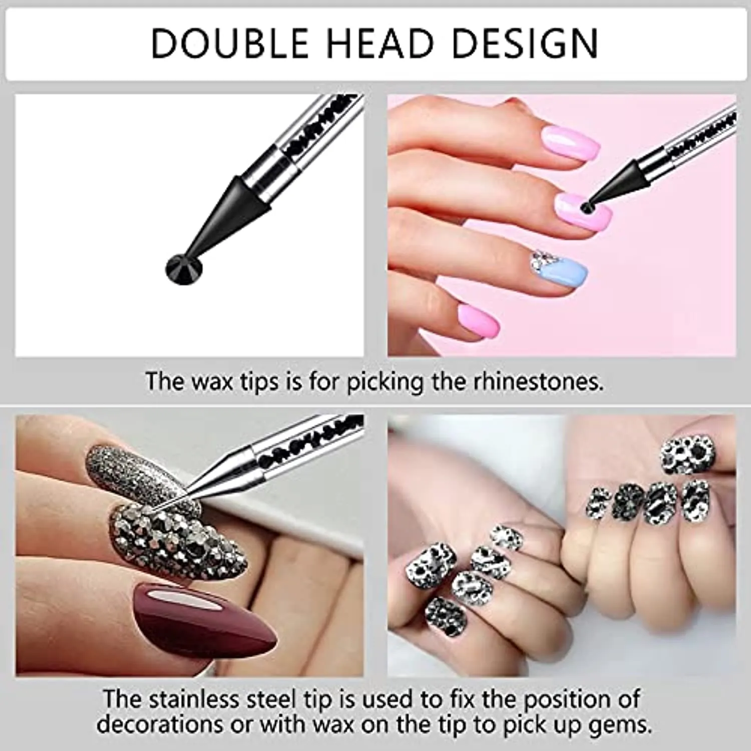 10320Pcs Nail Rhinestones for Nails, Bedazzler Kit with Rhinestones for Crafts, Hotfix rhinestones for Clothes Makeup, Crystal AB Black Rhinestones Diamonds Nail Gems and Rhinestones for Nail Art