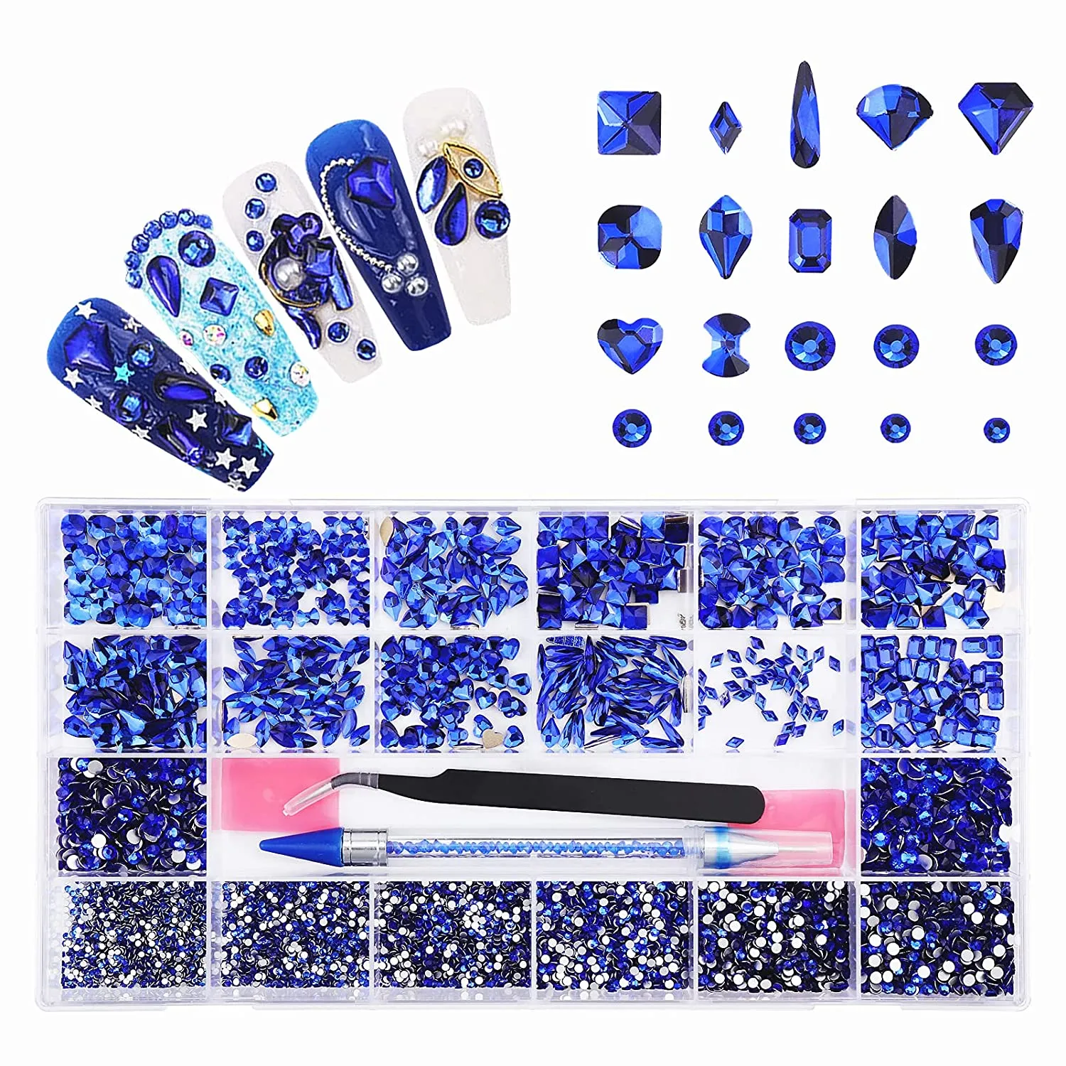 10320Pcs Nail Rhinestones for Nails, Bedazzler Kit with Rhinestones for Crafts, Hotfix rhinestones for Clothes Makeup, Crystal AB Black Rhinestones Diamonds Nail Gems and Rhinestones for Nail Art