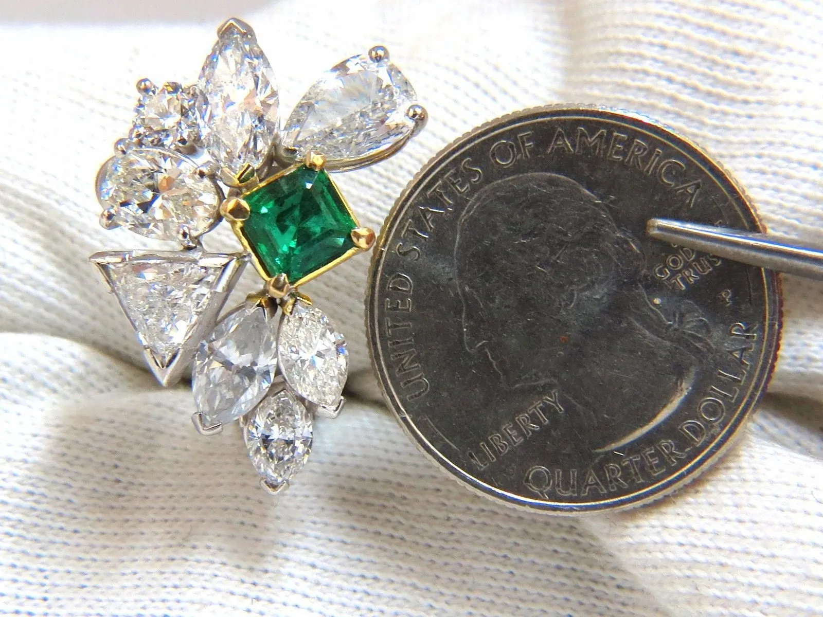 10.90ct Natural Emerald Diamond Crescent Cocktail Earrings Glamour Prime