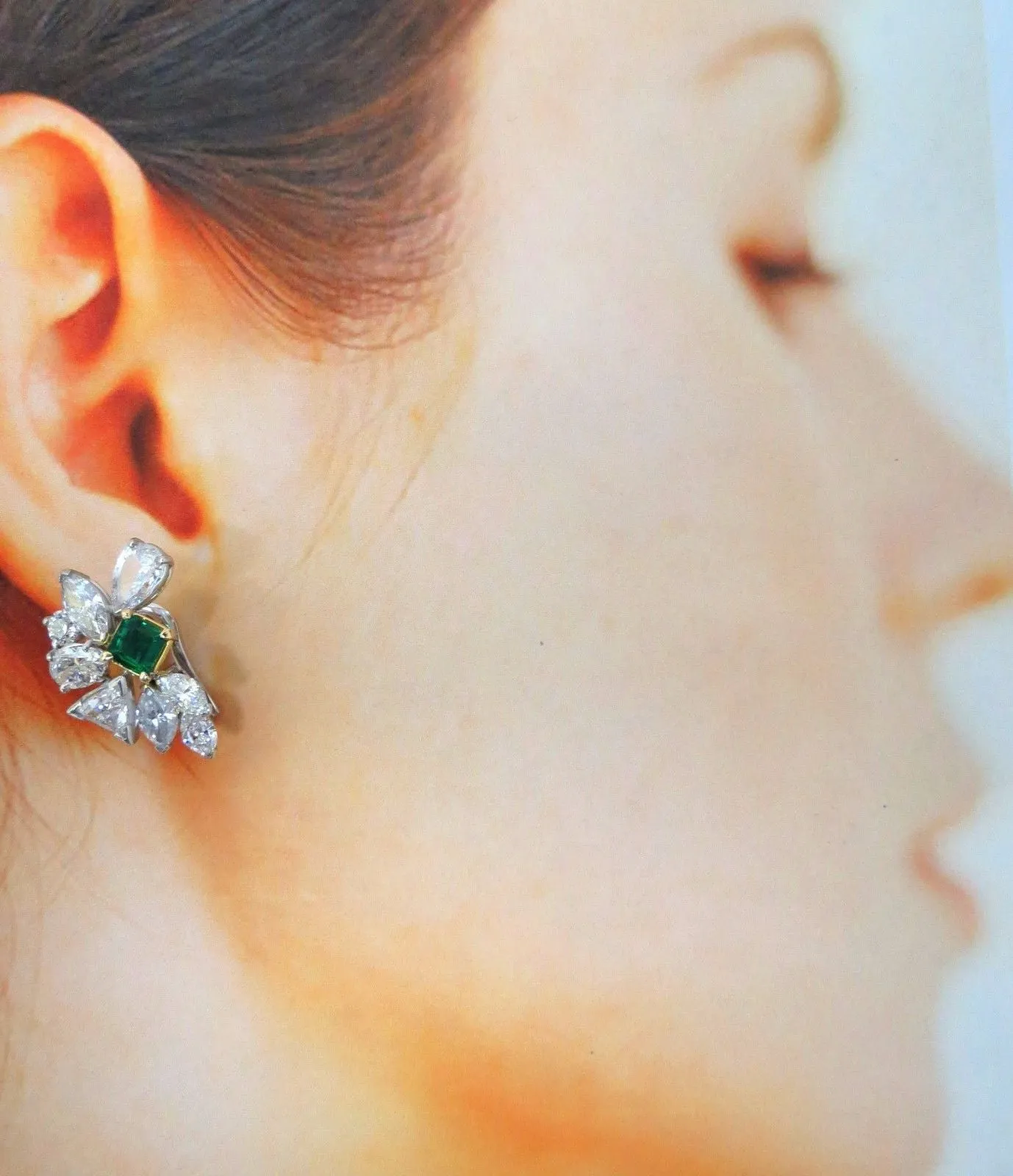 10.90ct Natural Emerald Diamond Crescent Cocktail Earrings Glamour Prime