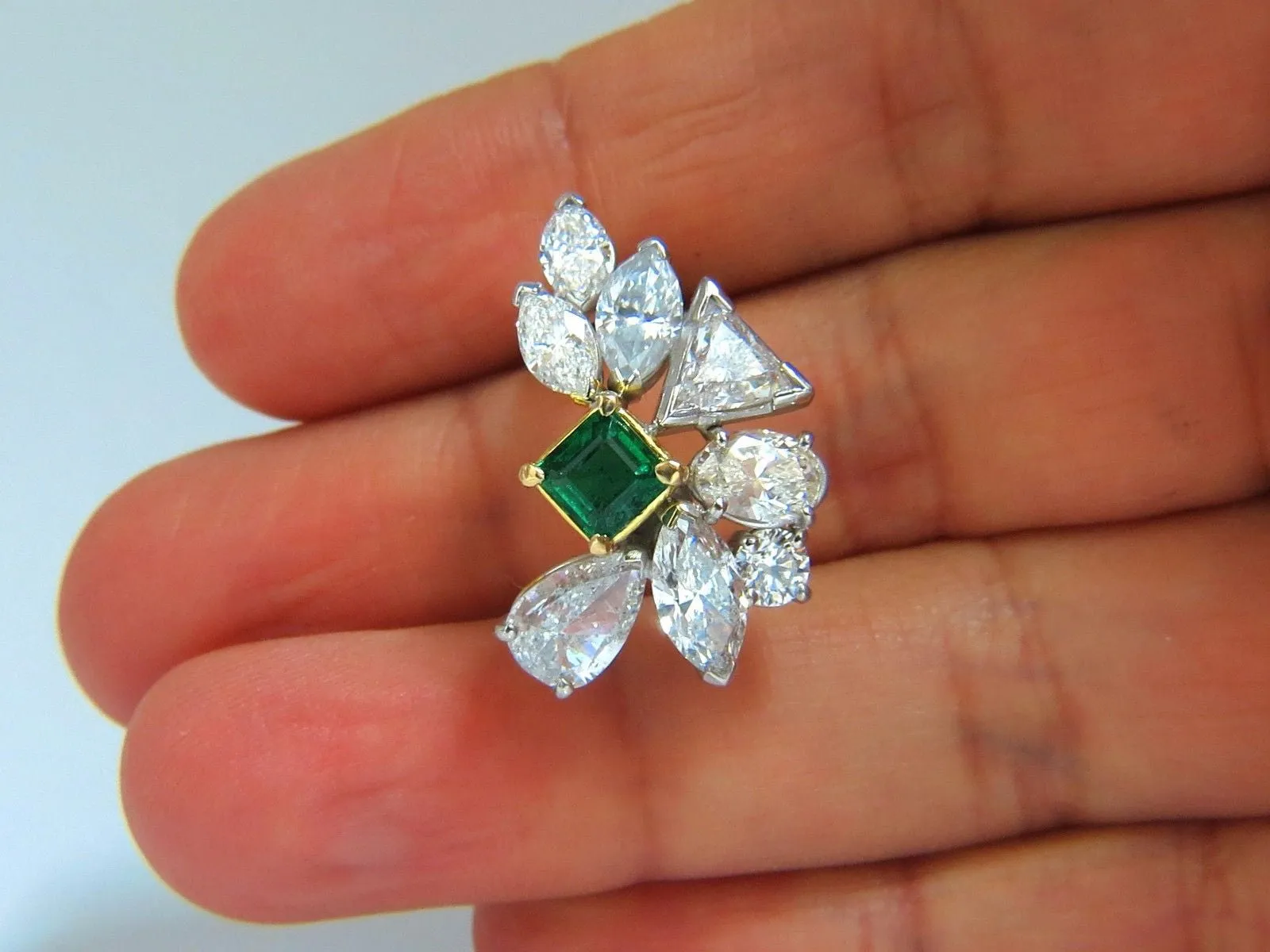 10.90ct Natural Emerald Diamond Crescent Cocktail Earrings Glamour Prime