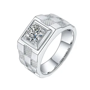 1.0Ct 6.5mm D Color Diamond Men's Ring