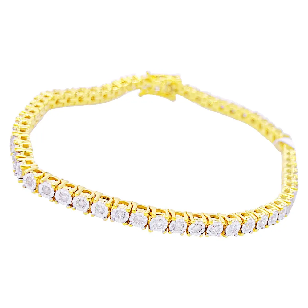10K Gold Genuine Diamond Tennis Bracelet