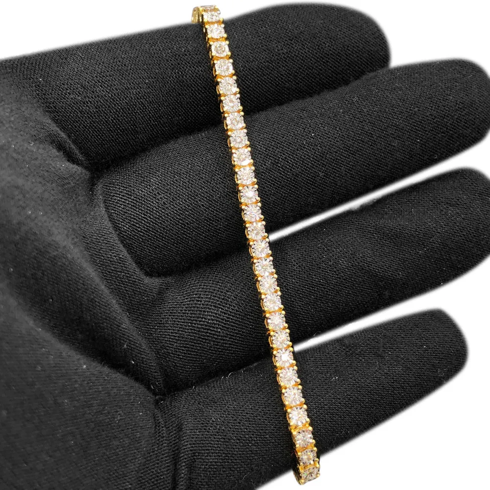 10K Gold Genuine Diamond Tennis Bracelet
