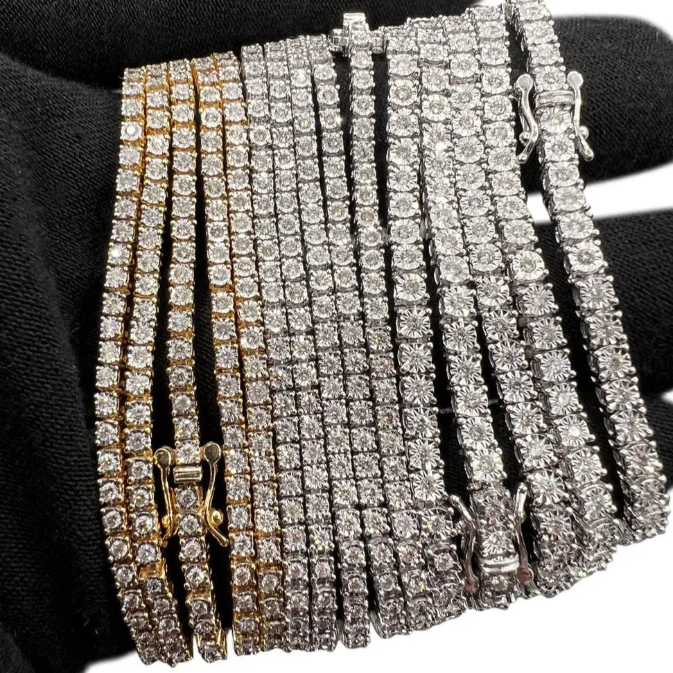 10K Gold Genuine Diamond Tennis Bracelet
