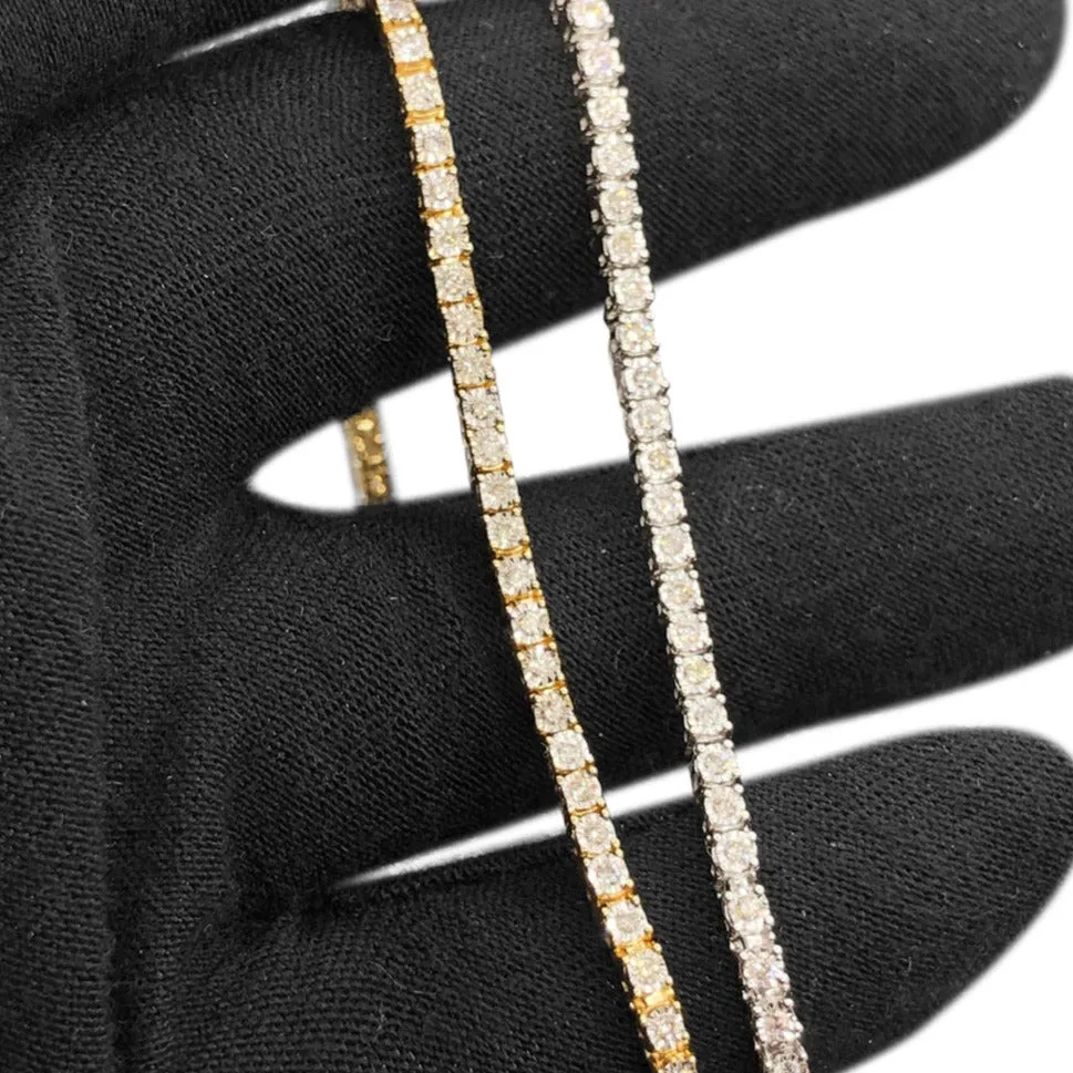 10K Gold Genuine Diamond Tennis Bracelet