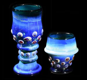10oz Taster & 6oz Scotch Glass Set with Amber Purple Accents by Phil Sundling