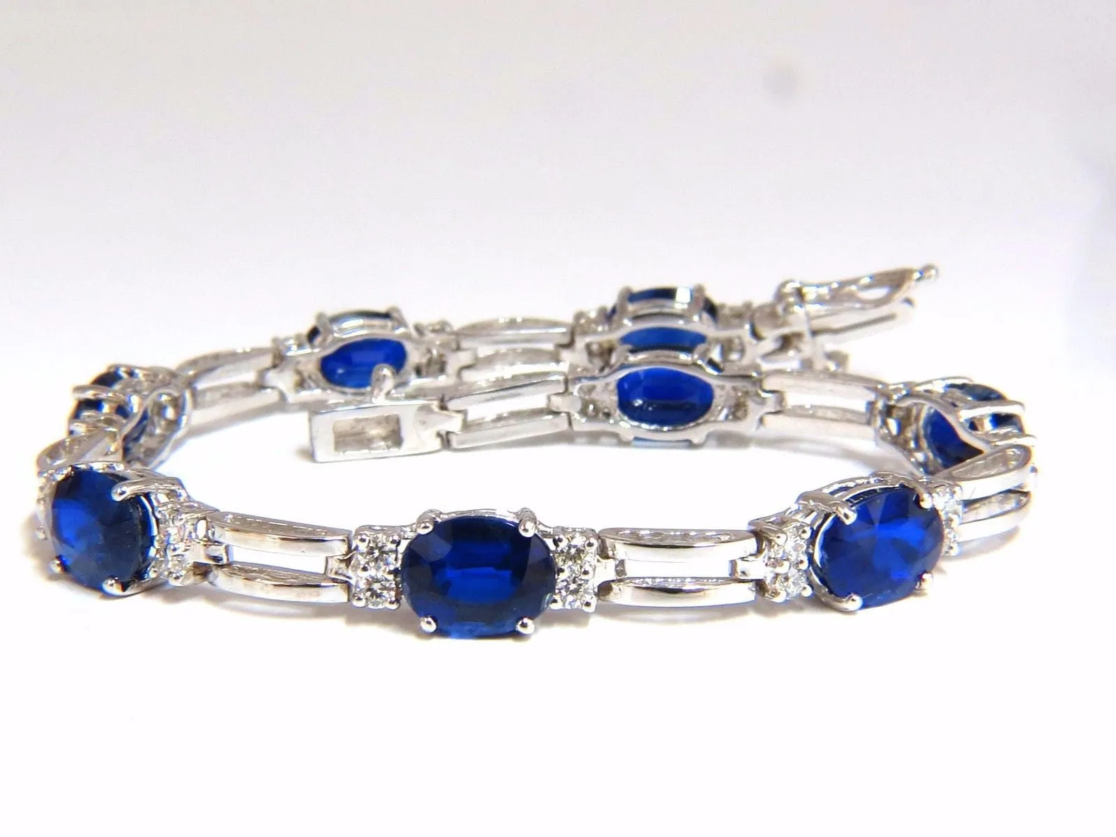 13.36ct natural blue kyanite diamonds tennis bracelet 14kt