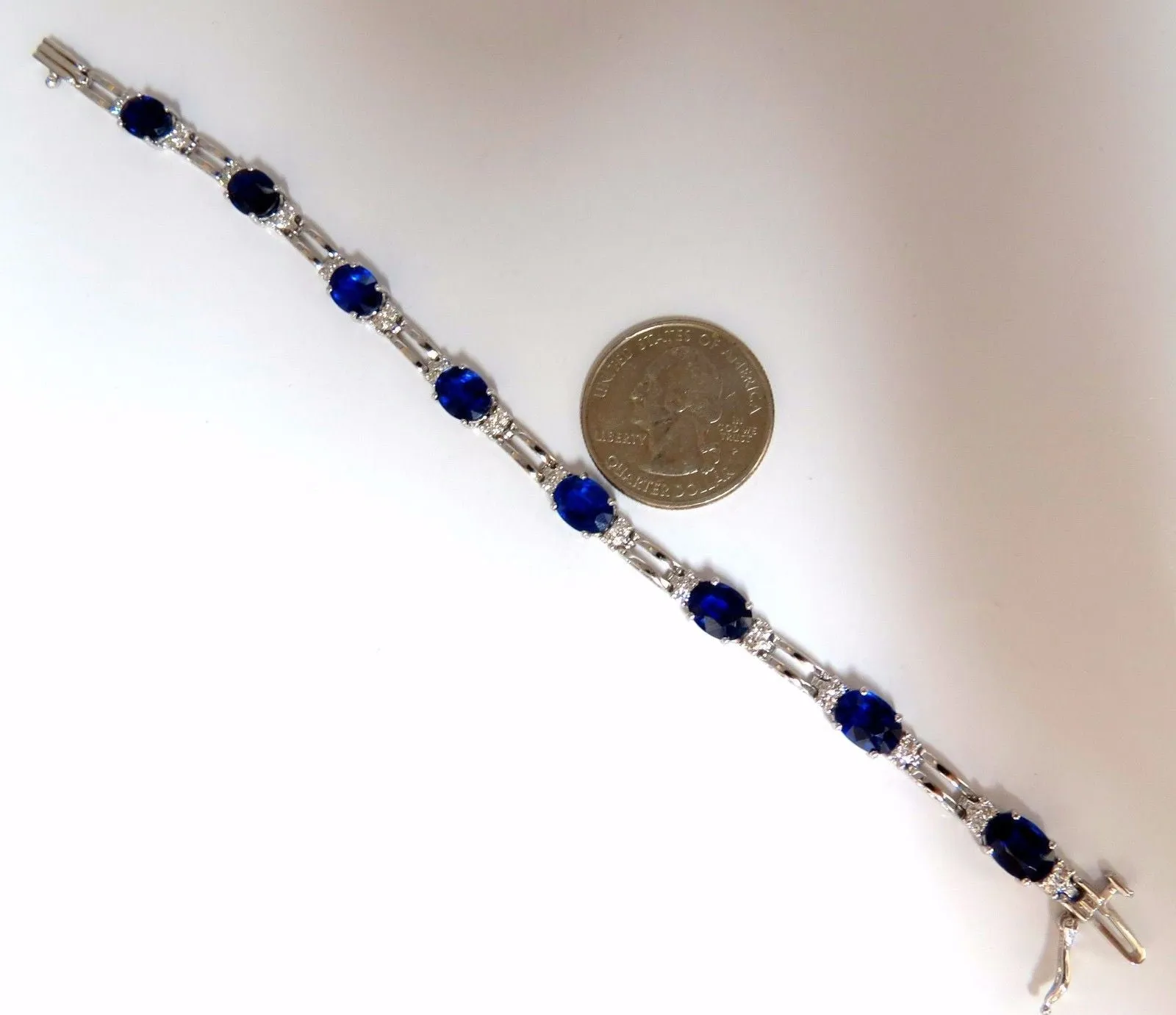 13.36ct natural blue kyanite diamonds tennis bracelet 14kt