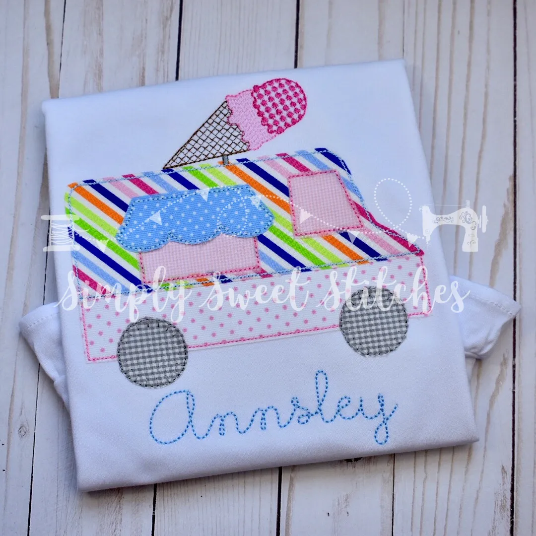 1340 - ICE CREAM TRUCK - APPLIQUE CHILD SHIRT