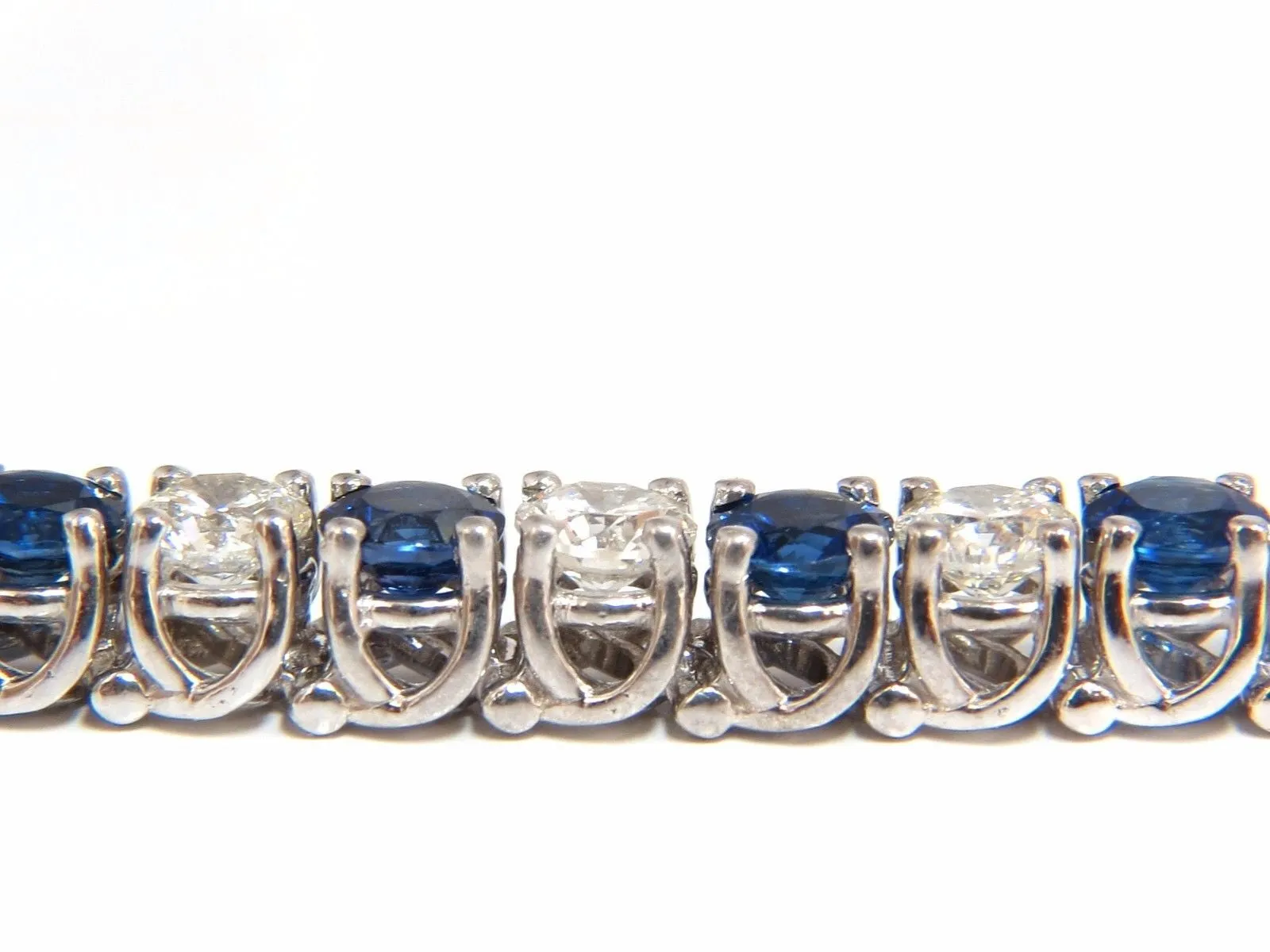 14.35ct natural Vivid royal blue round sapphires diamond bracelet 14kt tennis