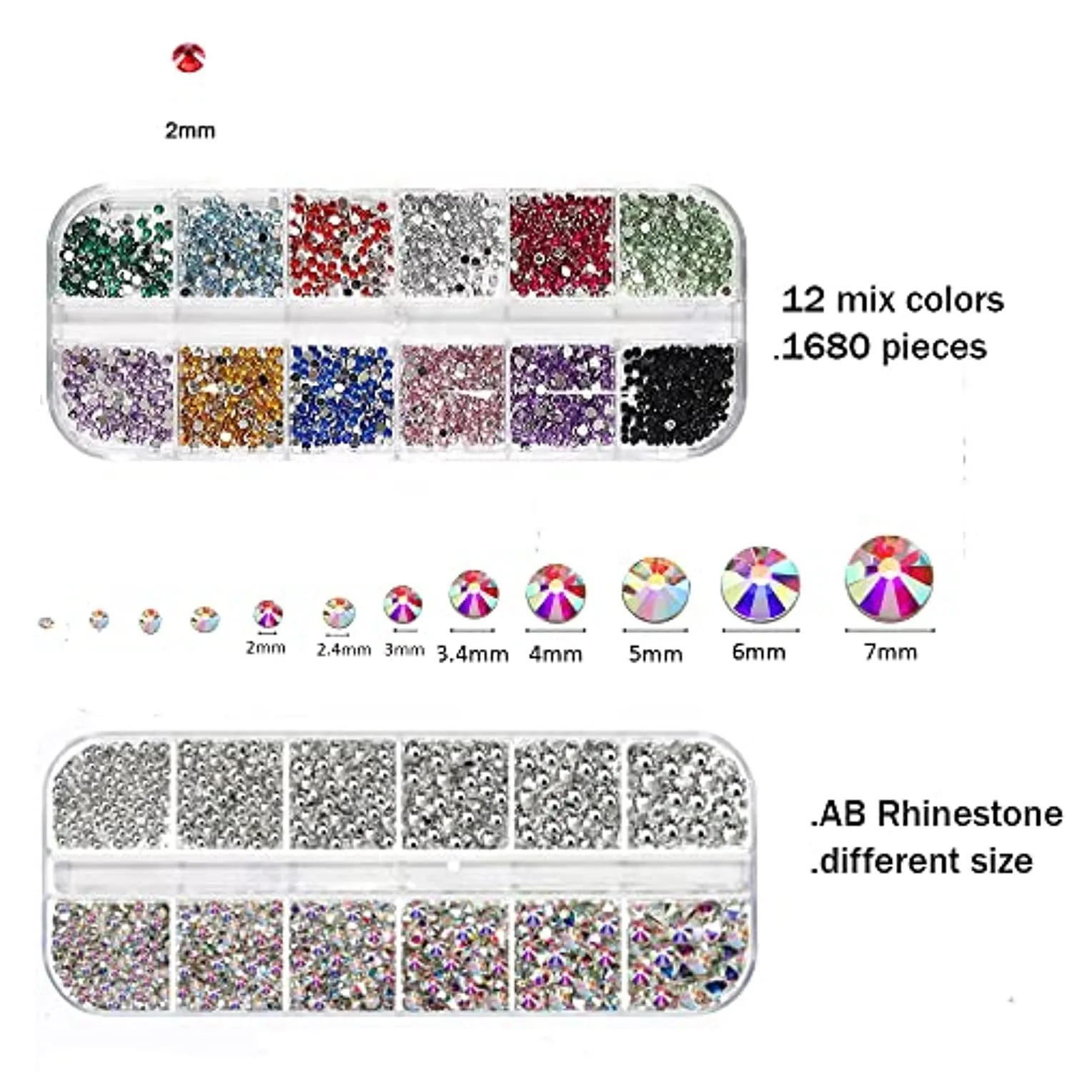 1440 Pieces AB Nail Art Rhinestones for Nails Diamonds Nail Kits for Nail Pixie Crystals for Nails Rhinestone for Makeup with Pencils Kit Nail Art for Women