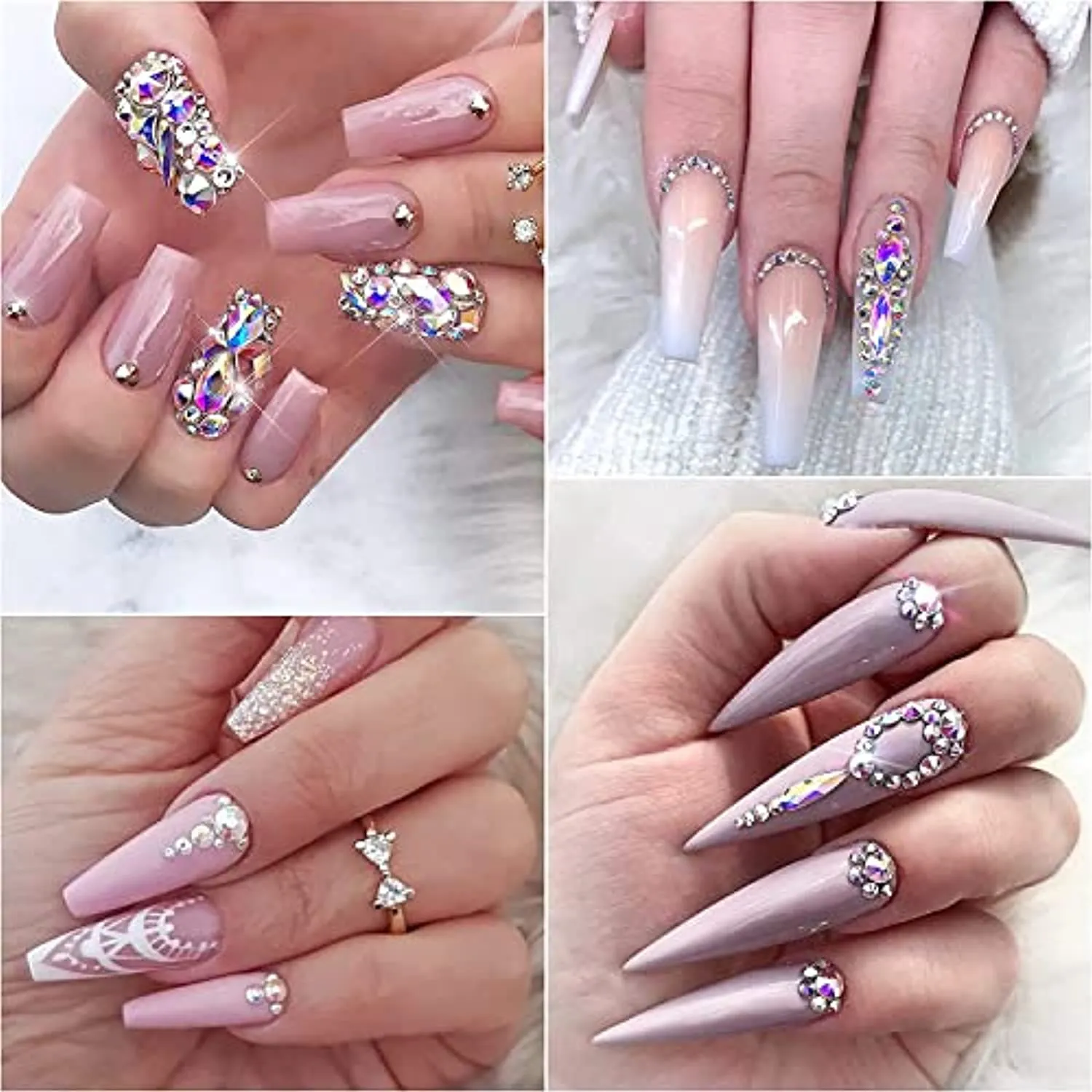 1440 Pieces AB Nail Art Rhinestones for Nails Diamonds Nail Kits for Nail Pixie Crystals for Nails Rhinestone for Makeup with Pencils Kit Nail Art for Women