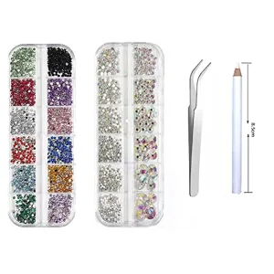 1440 Pieces AB Nail Art Rhinestones for Nails Diamonds Nail Kits for Nail Pixie Crystals for Nails Rhinestone for Makeup with Pencils Kit Nail Art for Women