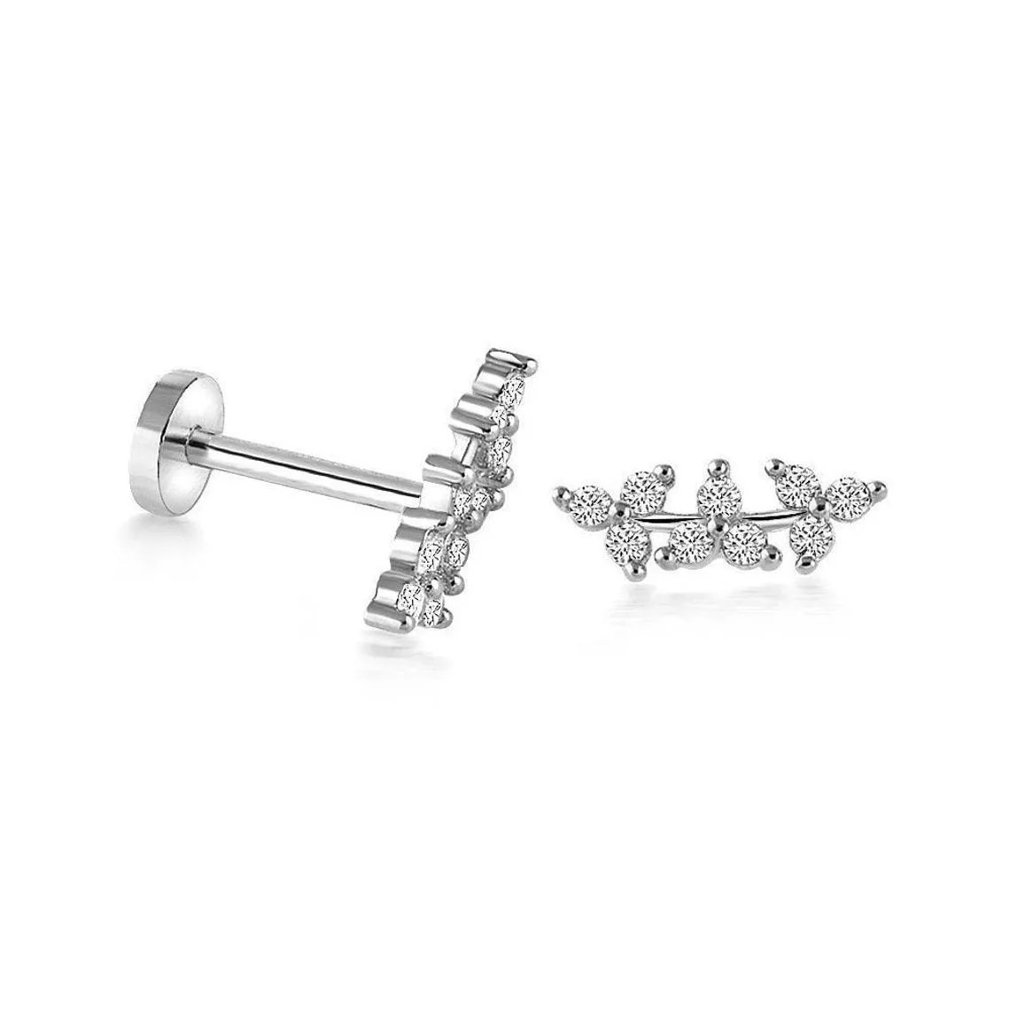 14k Gold Shining Leaf Tragus Piercing