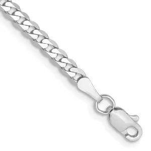 14k White Gold 2.9mm Flat Beveled Curb with Lobster Clasp Bracelet