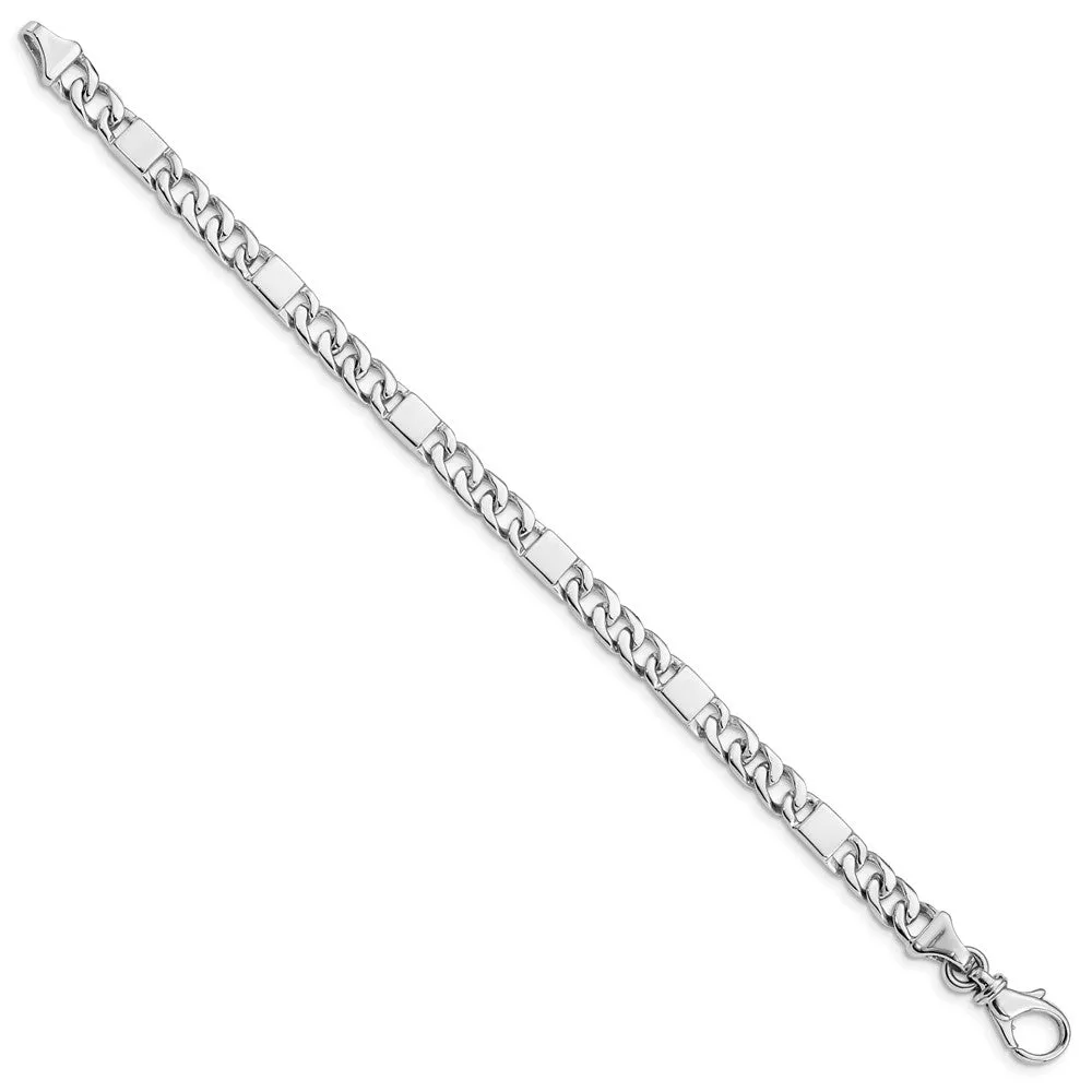14k White Gold 5.6mm Hand Polished Fancy Link with Fancy Lobster Clasp Bracelet